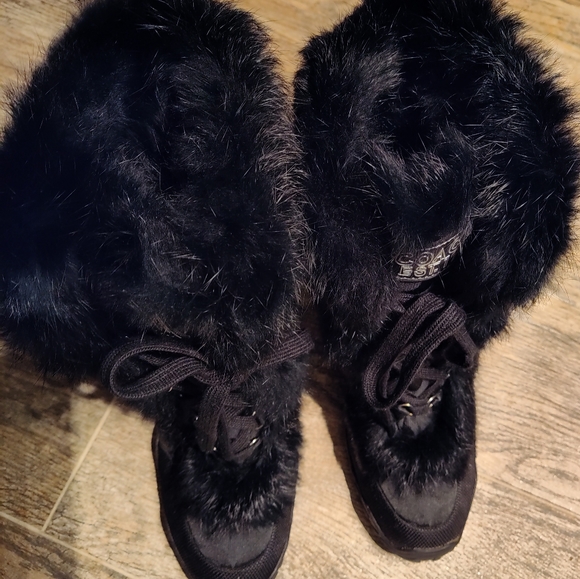 Coach JEANIE Rabbit fur , Waterproof Boots. Excellent Condition sz 6.5 Black - Picture 6 of 11